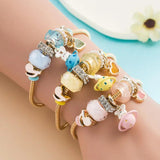 Stainless Steel Wire Butterfly Bees Charm Bracelet