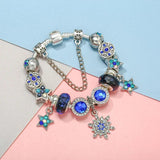 Crystal Stars Charm Beads Pendants DIY Snake Chain Charm Bracelet For Women