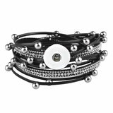 Double Circle Magnet Bangle Leather Bracelet Snap Button Charm Jewelry