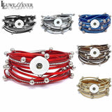 Double Circle Magnet Bangle Leather Bracelet Snap Button Charm Jewelry