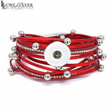 Double Circle Magnet Bangle Leather Bracelet Snap Button Charm Jewelry