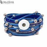 Double Circle Magnet Bangle Leather Bracelet Snap Button Charm Jewelry