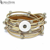 Double Circle Magnet Bangle Leather Bracelet Snap Button Charm Jewelry