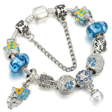 Enamelled Fish Beads Bracelet with Pearl Pendant