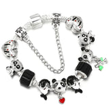 Panda Beads Bracelet With Bamboo Pendant Snake Chain Charm Bracelets