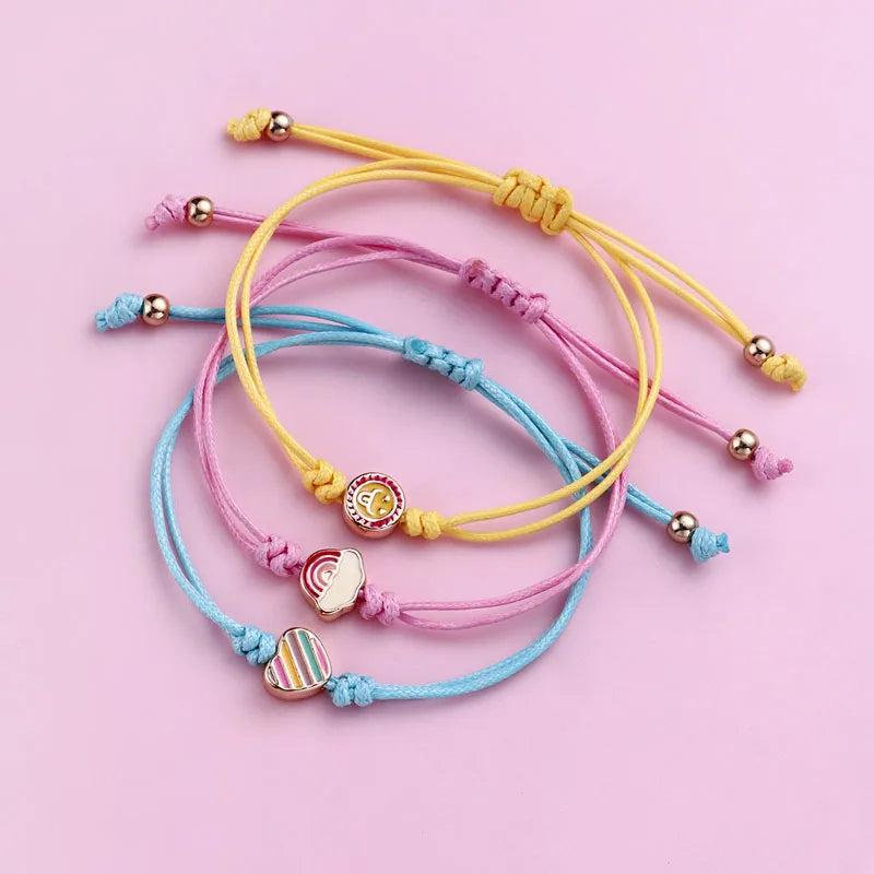 3Pcs Cloud Star Rainbow Smiling Face Bracelet Set
