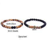 Pave CZ Men Bracelet 6mm Stone Beads With Hematite Bead Charm Bracelet