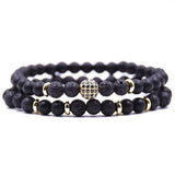 Pave CZ Men Bracelet 6mm Stone Beads With Hematite Bead Charm Bracelet