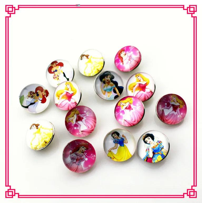 20pcs Mix Random Princess Snap Buttons For 18mm Ginger Pendant Bracelet