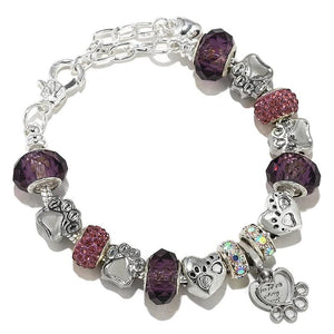Purple Glass Bead Dog Paw Charm Pendant for Bracelet DIY
