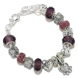 Purple Glass Bead Dog Paw Charm Pendant for Bracelet DIY