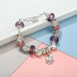 Purple Glass Bead Dog Paw Charm Pendant for Bracelet DIY