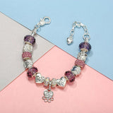 Purple Glass Bead Dog Paw Charm Pendant for Bracelet DIY