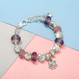 Purple Glass Bead Dog Paw Charm Pendant for Bracelet DIY