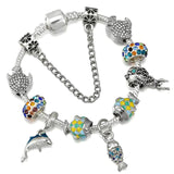 Vintage Fish Dolphin Beads Charm Bracelet - DIY Jewelry Gift