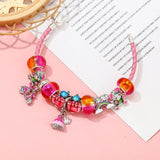 Pink Leather Bracelet Princess Dress Pendant Unicorn Charm Bracelet