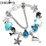 Whale Beads Bracelet Starfish Pendant Charm Bracelet for Women