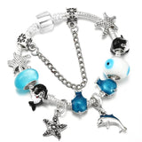 Whale Beads Bracelet Starfish Pendant Charm Bracelet for Women