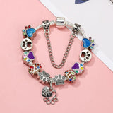 Vintage Dog Paw Beads Charm Bracelet for Women