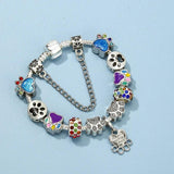 Vintage Dog Paw Beads Charm Bracelet for Women