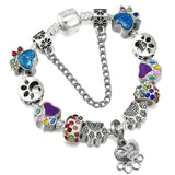 Vintage Dog Paw Beads Charm Bracelet for Women