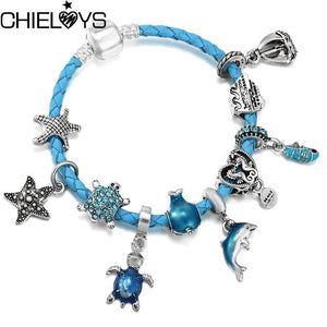 Summer Dolphin Starfish Charm Bracelet for Couples