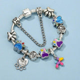 Vintage Crystal Dog & Paw Beads Charm Bracelet DIY Jewelry Gift