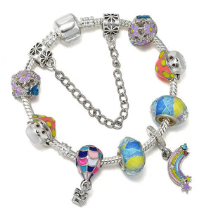 Colorful Charms Bracelet Rainbow Hot Air Balloon Snake Chain DIY Jewelry