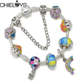 Colorful Charms Bracelet Rainbow Hot Air Balloon Snake Chain DIY Jewelry