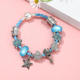 Crystal Fish Beads Charm Bracelet Leather Chain Women Jewelry Gift