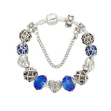 Royal Heart Charm Bracelet Crystal Beads Silver Chain for Women