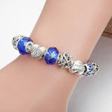 Royal Heart Charm Bracelet Crystal Beads Silver Chain for Women