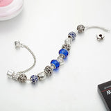 Royal Heart Charm Bracelet Crystal Beads Silver Chain for Women