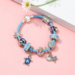 Leather Chain Turtle Shell Beads Bracelet Jewelry Gift
