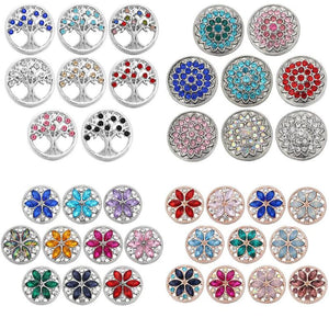 5pcs Mixed Crystal Rhinestone Flowers Snap Buttons for Jewelry