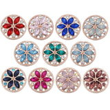 5pcs Mixed Crystal Rhinestone Flowers Snap Buttons for Jewelry