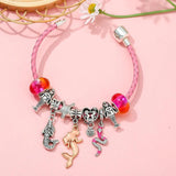 Pink Leather Chain Charm Bracelets With Mermaid Snake Pendant Bracelet