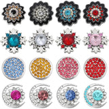 5pcs Rhinestone Flower 18mm Metal Snap Buttons for Snaps Jewelry