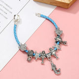 Mermaid Fish Beads Charm Bracelet Leather Chain for Women