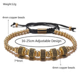 Round CZ Zircon Pave Tube Charm Spacer Braiding Bracelet Men Copper Beaded