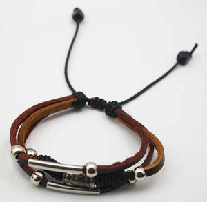 Vintage Lace-Up Rope Chain Leather Bracelet Women Girls Jewelry