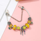 Pineapple Beads Charm Bracelet with Silver Plated Bangle