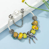 Pineapple Beads Charm Bracelet with Silver Plated Bangle