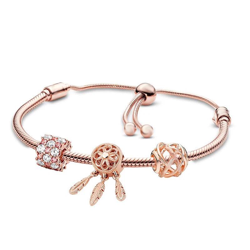 Life Of Tree Beads Charm Bracelet Bangles, Adjustable Chain Bracelet for Women