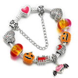 Pink Heart Chain Charm Bracelet with Dog Paw Beads Bangle for Women Men