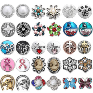 5pcs Crystal Rhinestone Snap Button Charms 18mm for Snap Bracelet Necklace