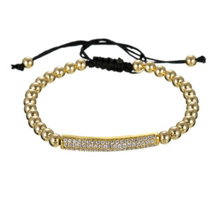 Pave Zirconia CZ Bar Chain Charm Bracelet for Wedding
