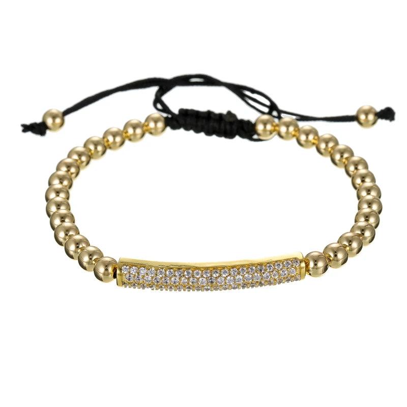 Pave Zirconia CZ Bar Chain Charm Bracelet for Wedding