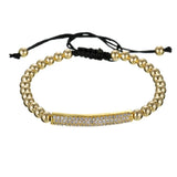 Pave Zirconia CZ Bar Chain Charm Bracelet for Wedding