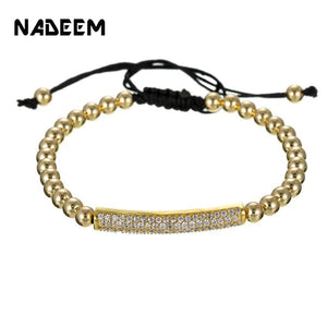 Pave Zirconia CZ Bar Chain Charm Bracelet for Wedding